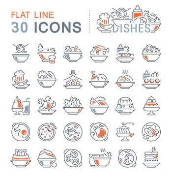 Set Vector Line Icons of Dishes. Free Stock Illustration