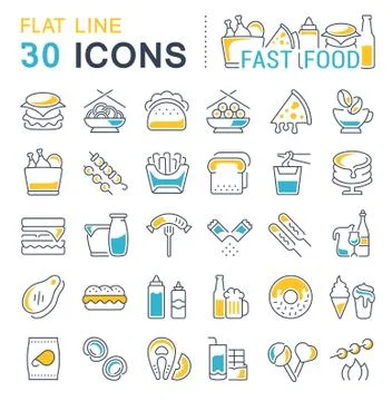 Set Vector Line Icons of Fast Food. Free Stock Illustration