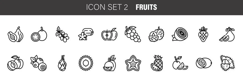 Set vector line icons in flat design Fruit with elements for mobile concepts  스톡 일러스트
