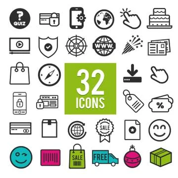 Set vector line icons in flat design with elements for mobile concepts and we Stock Illustration