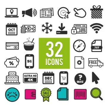 Set vector line icons in flat design with elements for mobile concepts and we Stockillustratie