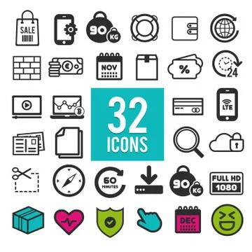 Set vector line icons in flat design with elements for mobile concepts and we イラスト素材