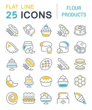 Set Vector Line Icons of Flour Products. 無料イラスト素材