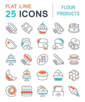 Set Vector Line Icons of Flour Products. Illustrazione stock gratuita