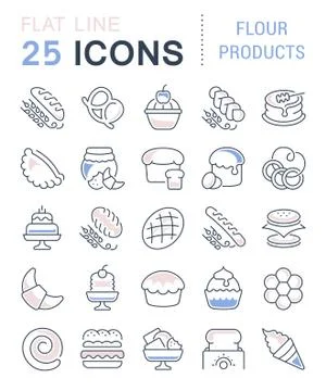 Set Vector Line Icons of Flour Products. 無料イラスト素材