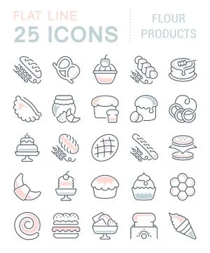 Set Vector Line Icons of Flour Products. 無料イラスト素材