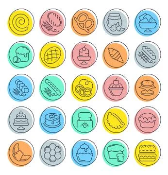 Set Vector Line Icons of Flour Products. Free Stock Illustration