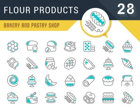 Set Vector Line Icons of Flour Products. Free Stock Illustration