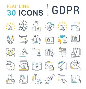 Set Vector Line Icons of GDPR. Stock Illustration