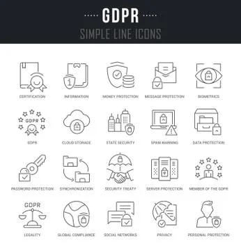 Set Vector Line Icons of GDPR. Stock Illustration