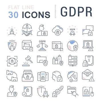 Set Vector Line Icons of GDPR. Stock Illustration