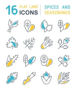 Set Vector Line Icons of Greenery. Free Stock Illustration