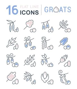 Set Vector Line Icons of Groats Free Stock Illustration