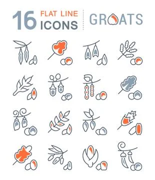 Set Vector Line Icons of Groats Free Stock Illustration