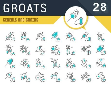 Set Vector Line Icons of Groats Free Stock Illustration