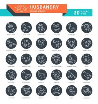 Set Vector Line Icons of Husbandry. 無料イラスト素材