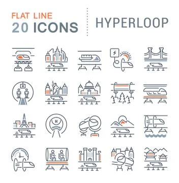 Set Vector Line Icons of Hyperloop. Stock Illustration