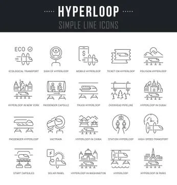 Set Vector Line Icons of Hyperloop. Stock Illustration