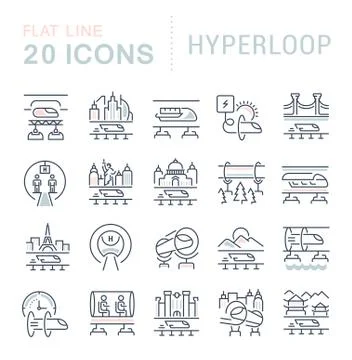 Set Vector Line Icons of Hyperloop. Illustrazione stock