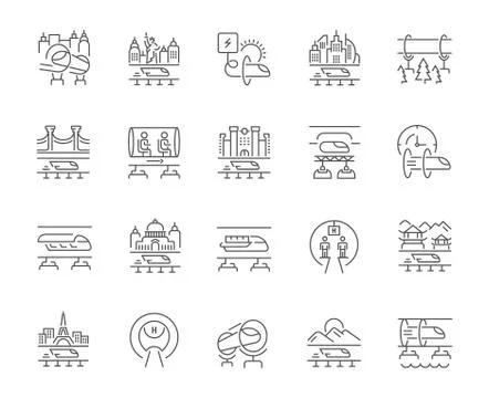 Set Vector Line Icons of Hyperloop. Stock Illustration