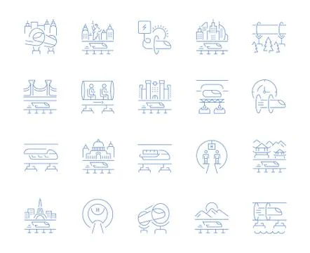 Set Vector Line Icons of Hyperloop. 스톡 일러스트