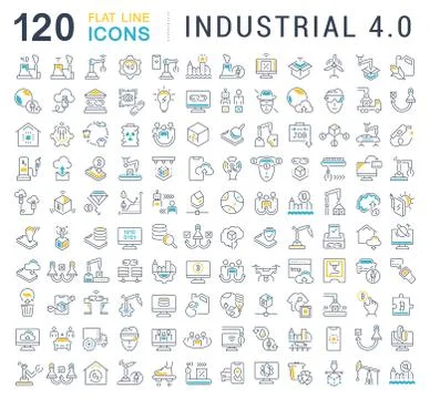 Set Vector Line Icons of Industrial 4.0. Stock Illustration