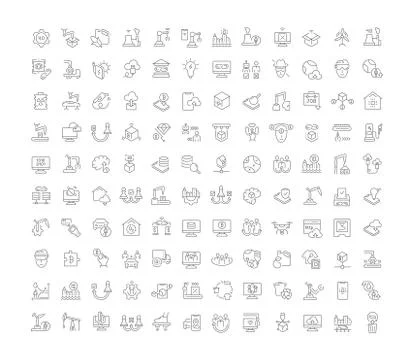 Set Vector Line Icons of Industrial 4.0. Stock Illustration