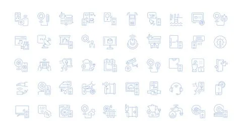 Set Vector Line Icons of Intelligent Building. Stock Illustration
