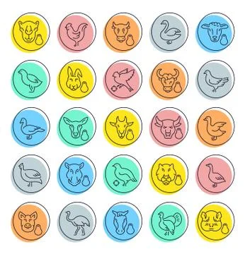 Set Vector Line Icons of Meat and Poultry. Ilustração Stock Gratuita