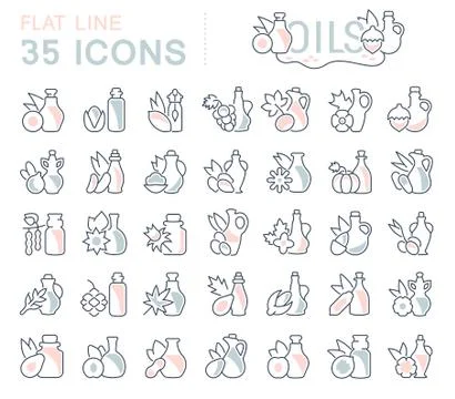 Set Vector Line Icons of Oils Free Stock Illustration