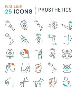 Set Vector Line Icons of Prosthetics. Stock Illustration