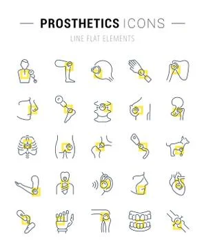 Set Vector Line Icons of Prosthetics. Stock Illustration