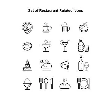 Set Vector Line Icons of Restaurant Business. Vector illustration. Stock Illustration