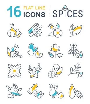 Set Vector Line Icons of Spices. Free Stock Illustration