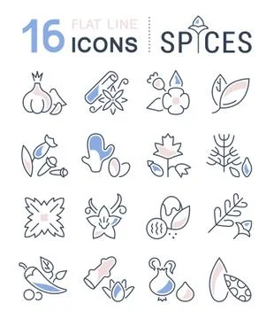 Set Vector Line Icons of Spices. Free Stock Illustration