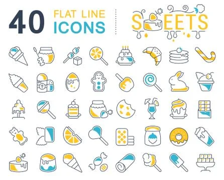 Set Vector Line Icons of Sweets Free Stock Illustration
