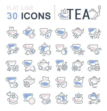 Set Vector Line Icons of Tea. Stock Illustration