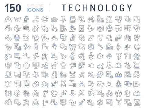 Set Vector Line Icons of Technology. Illustrazione stock