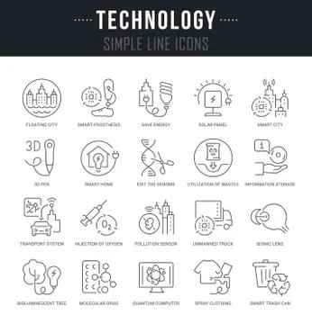 Set Vector Line Icons of Technology. Illustrazione stock