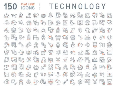 Set Vector Line Icons of Technology. Stock Illustration