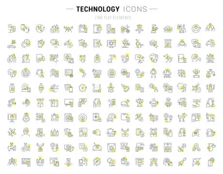Set Vector Line Icons of Technology. Stock Illustration