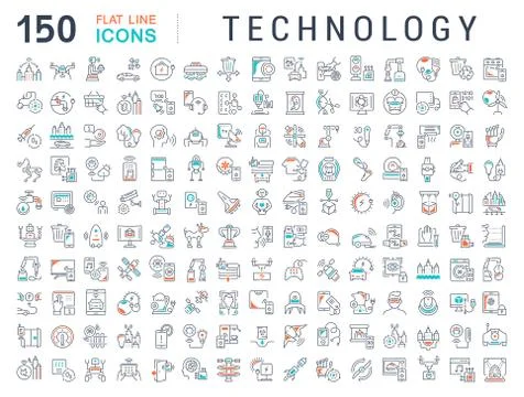 Set Vector Line Icons of Technology. Stock Illustration