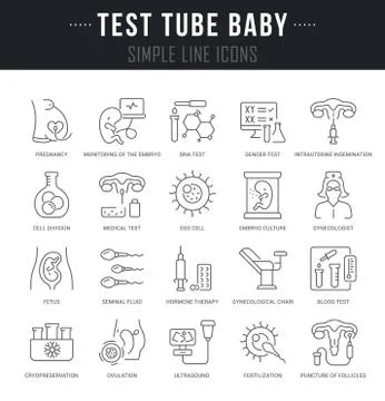 Set Vector Line Icons of Test Tube Baby. Illustrazione stock