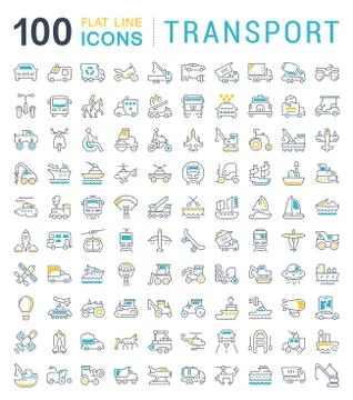 Set Vector Line Icons of Transport. Free Stock Illustration