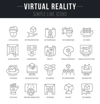 Set Vector Line Icons of Virtual Reality. Stock Illustration