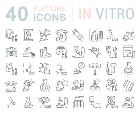 Set Vector Line Icons of In Vitro Illustrazione stock