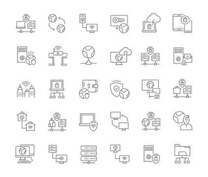 Set Vector Line Icons of VPN. Illustrazione stock
