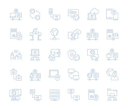 Set Vector Line Icons of VPN. Stock Illustration