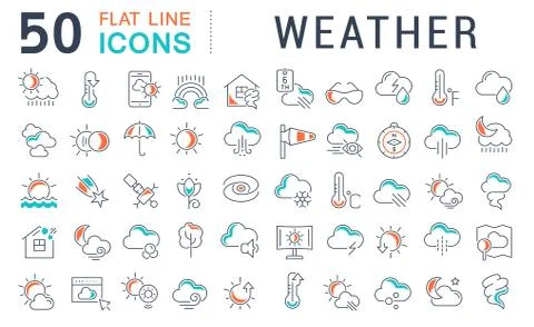 Set Vector Line Icons of Weather. Stock Illustration