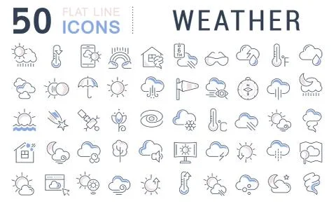Set Vector Line Icons of Weather. Stock Illustration